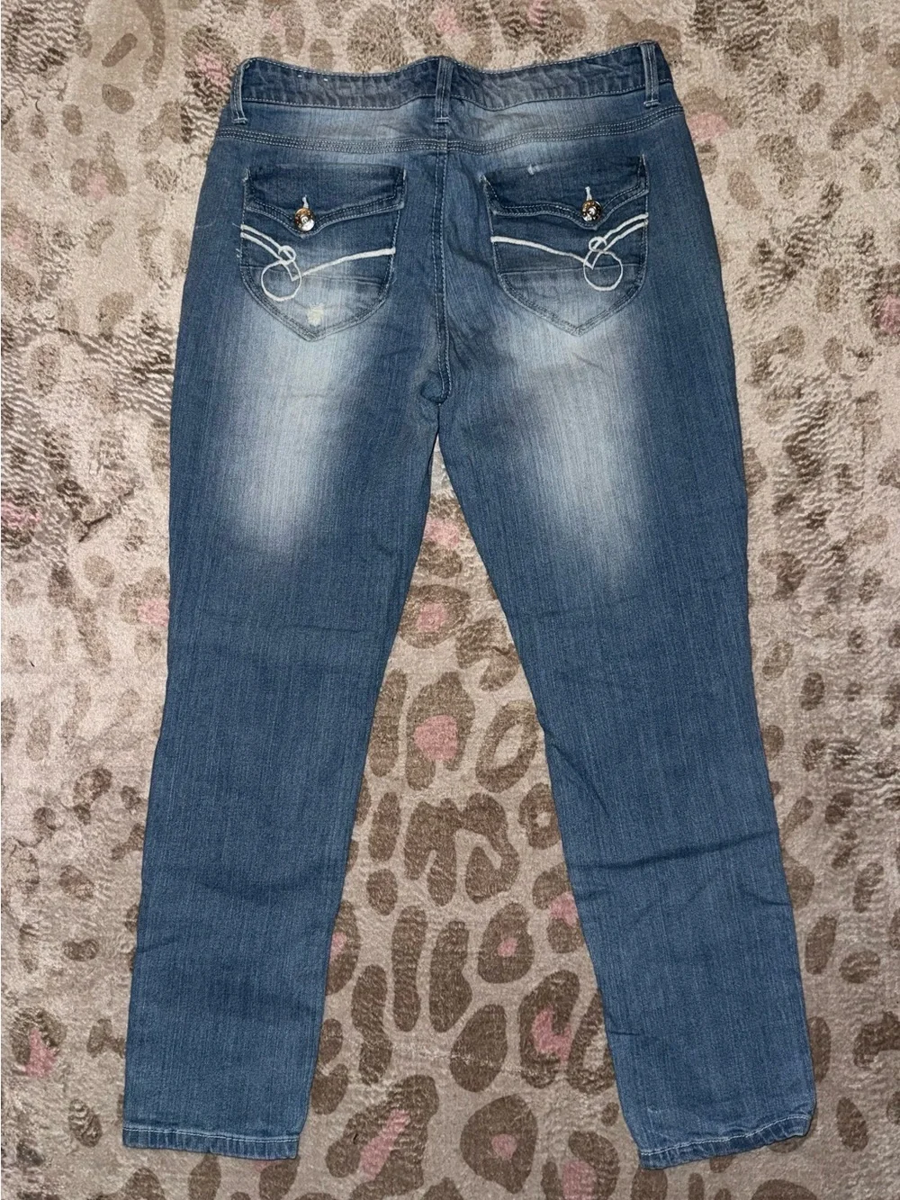 BONGO Distressed Washed Blue Boyfriend Jeans
